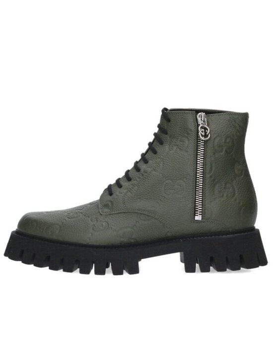 Gucci Other - Gucci GG Embossed Side Zip Leather Boots 11.5